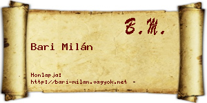 Bari Milán névjegykártya